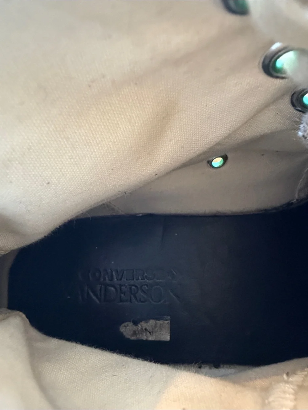 Converse Glitter High Top Sneakers in Green and White - JW Anderson Collab - Picture 3 of 6